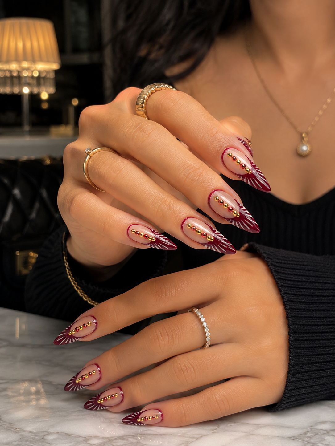 Blush pink nails with gold foil — nail inspiration