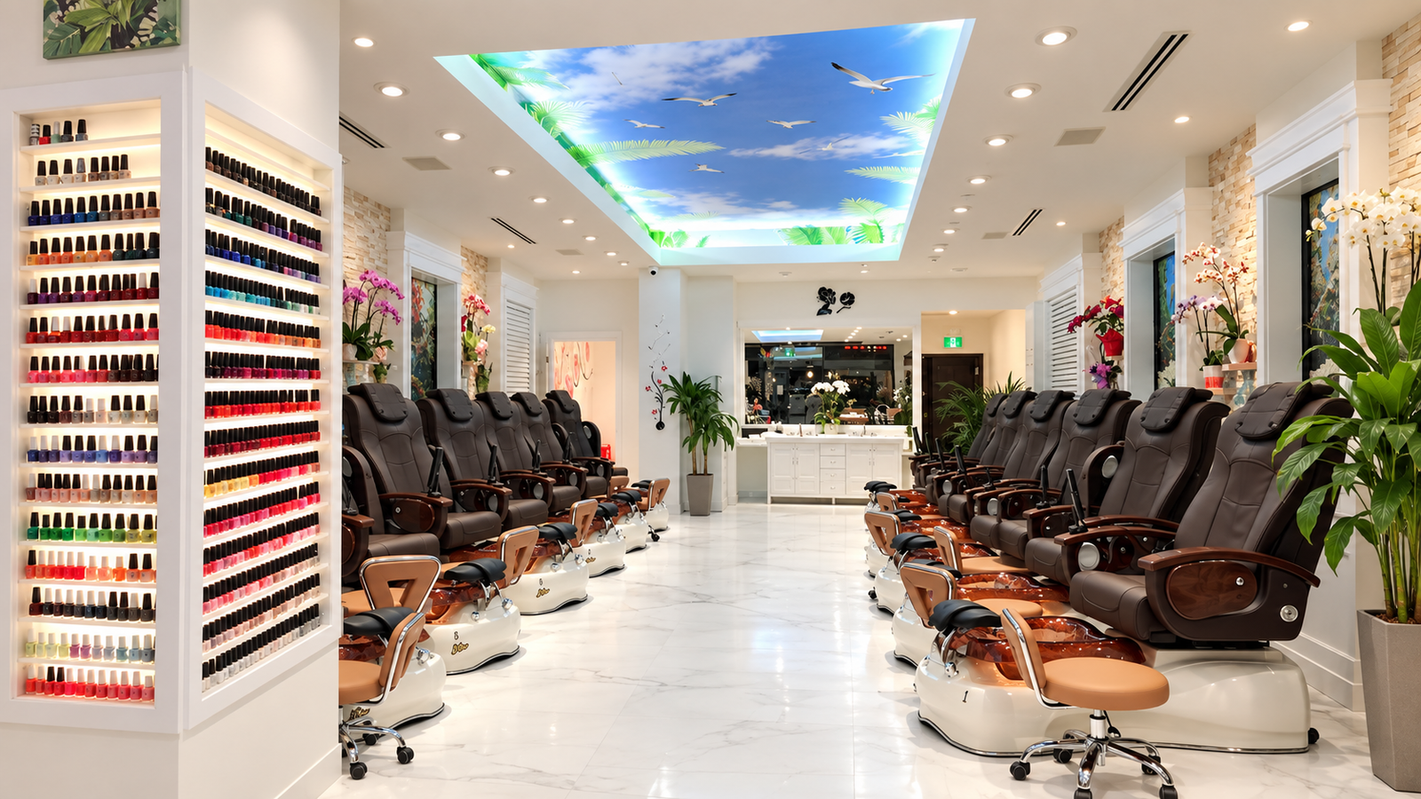 Manicure stations at Stanley Nails Vancouver